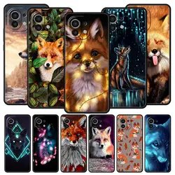 귀여운 만화 동물 폭스 Xiaomi Poco X3 NFC M3 M4 F4 X4 프로 5G F3 GT Mi 12 11T 10 9T 10T 라이트 11 울트라 블랙 커버