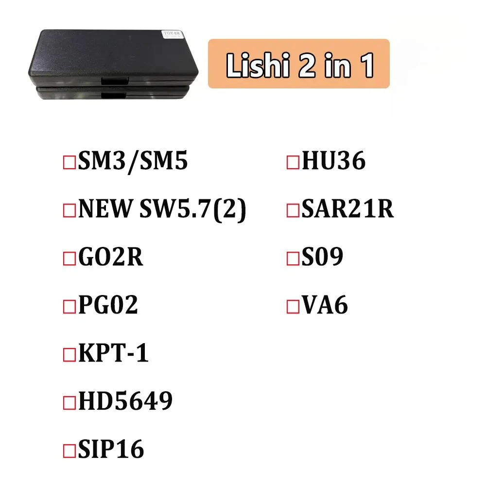 Lishi 2 in 1 Tool SM3/SM5,NEW SW5.7(2), GO2R PG02 KPT-1 HD5649 SIP16 HU36 DAT12R S09 VA6 Locksmith Tool for Car Key