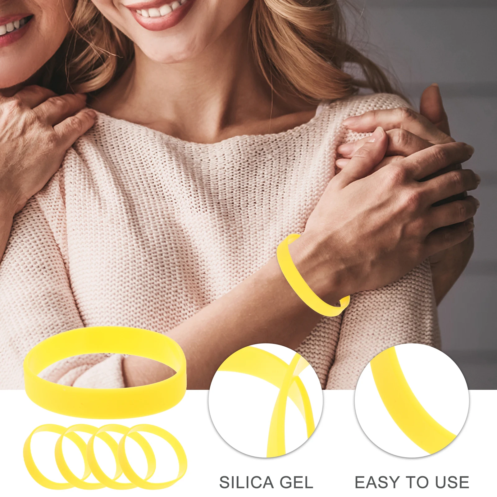 

5 Pcs Yellow Blank Silicone Bracelet Wristb Portable Compact Sports Fans Accessory Matching Outfits Gifts Teammates
