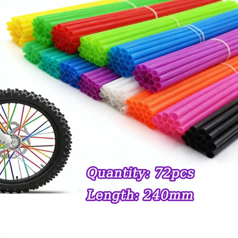 72pcs Bicycle Wheel Spoked Protector Wraps 24cm Wheel Rim Spoke Wrap Kit for Motorcycle Bike Color Rims Skin Trim Covers Pipe