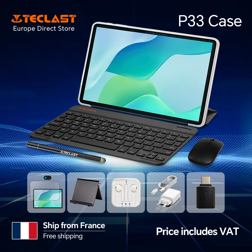 Teclast P33 tablette Android 15 10.1 "9GB RAM (3GB + 6GB) 64GB ROM Allwinner A333 boîtier tout-en-un/clavier/souris/stylet/casque