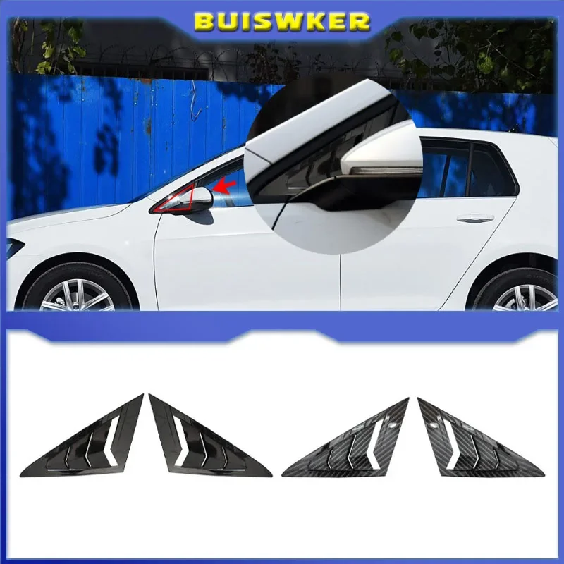 For VW Golf 7 MK7 MK7.5 2013~2019 Car Front Triangle Window Louver Side Shutter Blind Shades Cover Trim Sticker Vent Carbon Auto