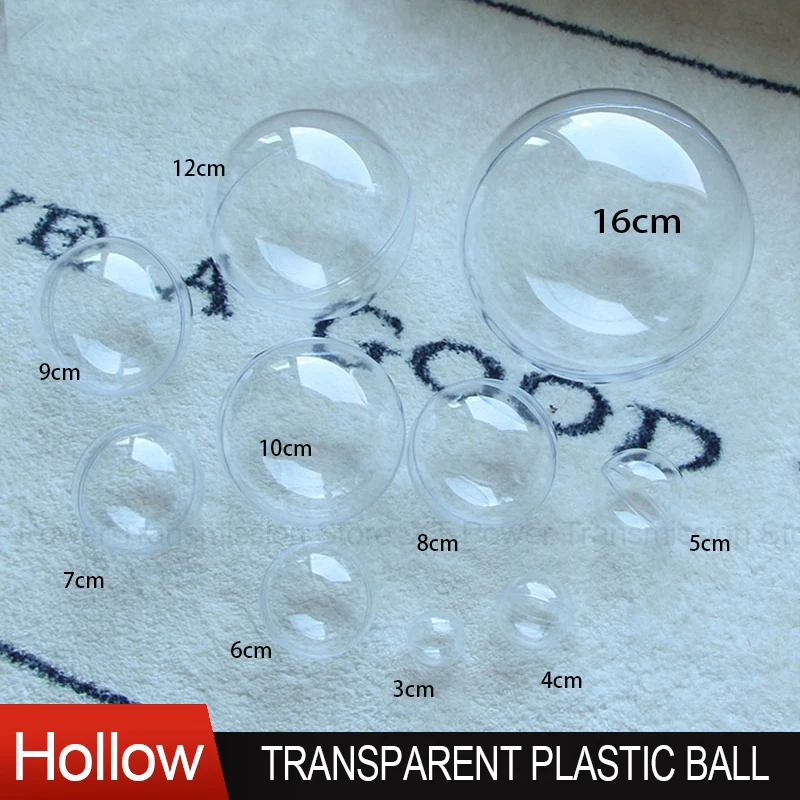 2.8/3/3.2/4/5/6/7/8/9/10/12/16cm Transparent Open Ball Twisted Egg Shell Plastic Hollow Ball Christmas Decorate No Lifting Ring