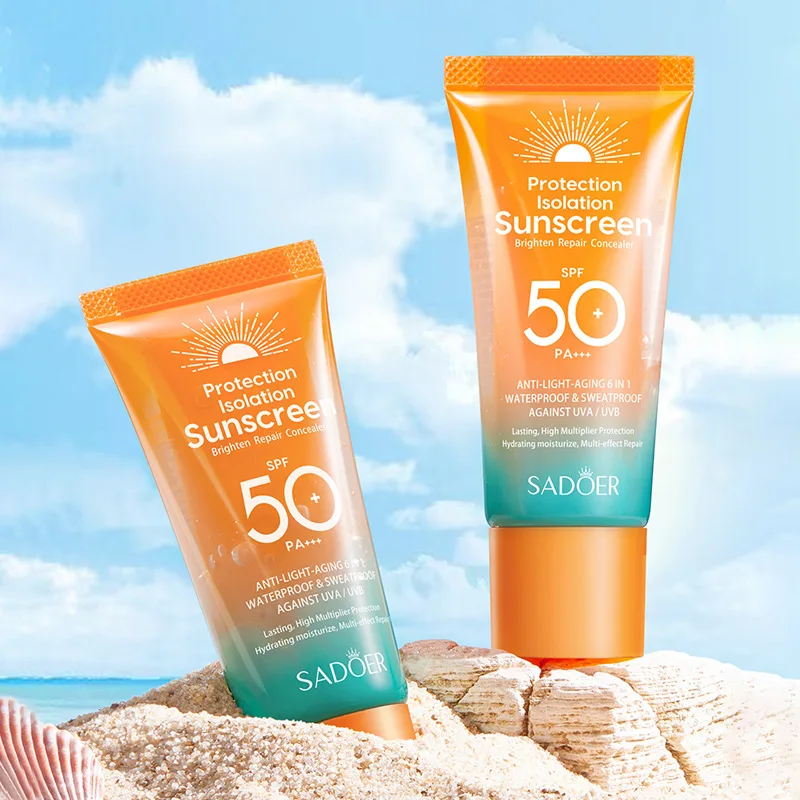 SADOER Spf 50+ واقي من الشمس للوجه العناية بالبشرة بالطاقة الشمسية أنبوب مزدوج متعدد التأثير Pa +++ واقي من الشمس للوجه مانع للطاقة الشمسية #4