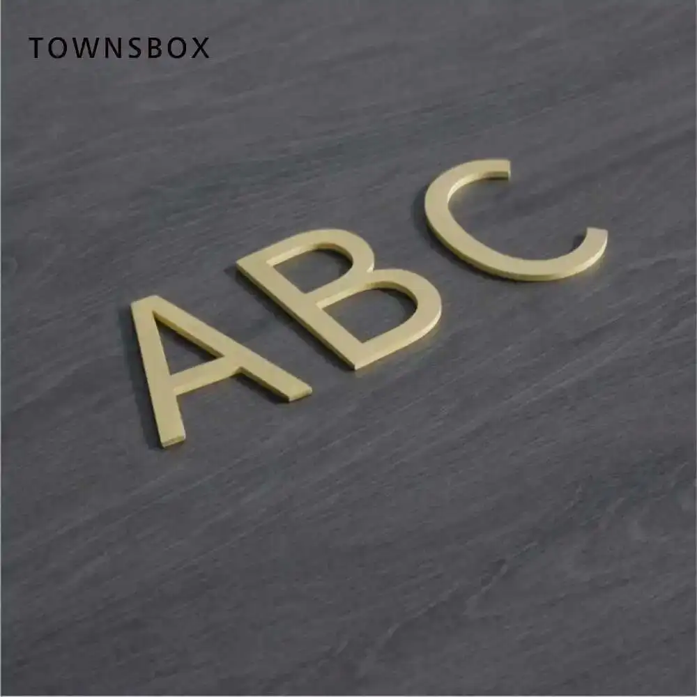 Original Nordic Simple Creative Brass Numbers English Letters Home Number Plate Wall Decoration