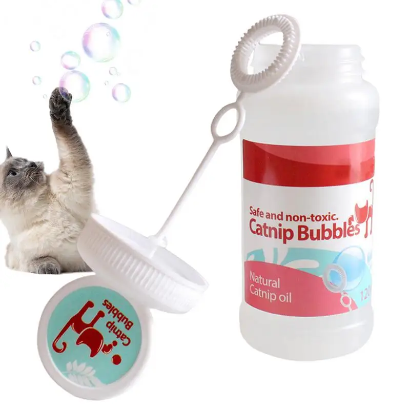 Cat Bubbles Interactive Soap Bubbles Indoor Outdoor Catnip Scented Large Capacity Bubbles Toy, Safe For Home Living Room & Lawn