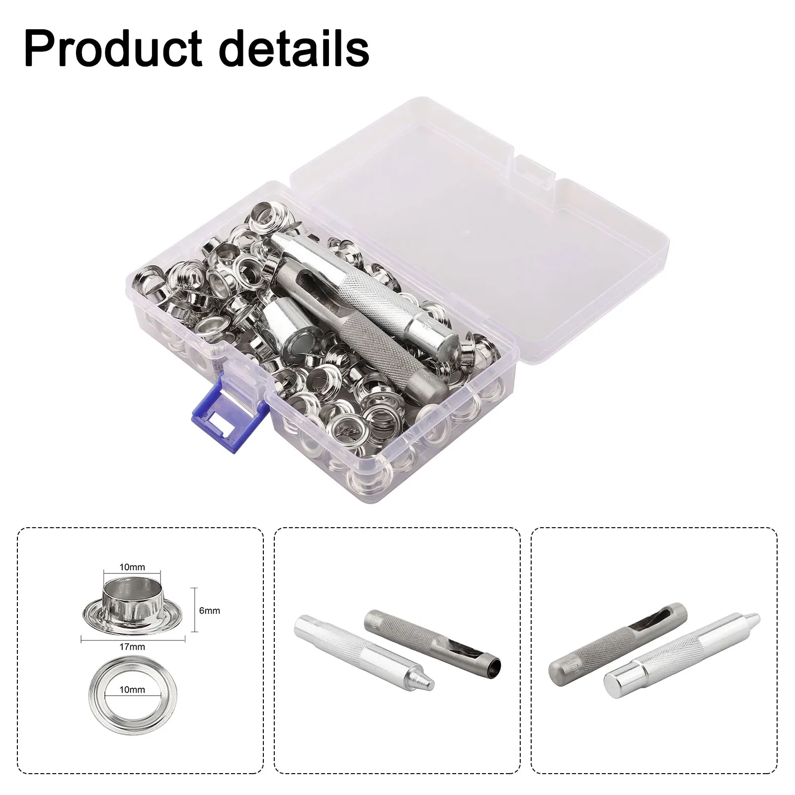 Grommet Making Tool Set Featuring Construction for Repairing Various Fabrics Including Storage Box Accessories