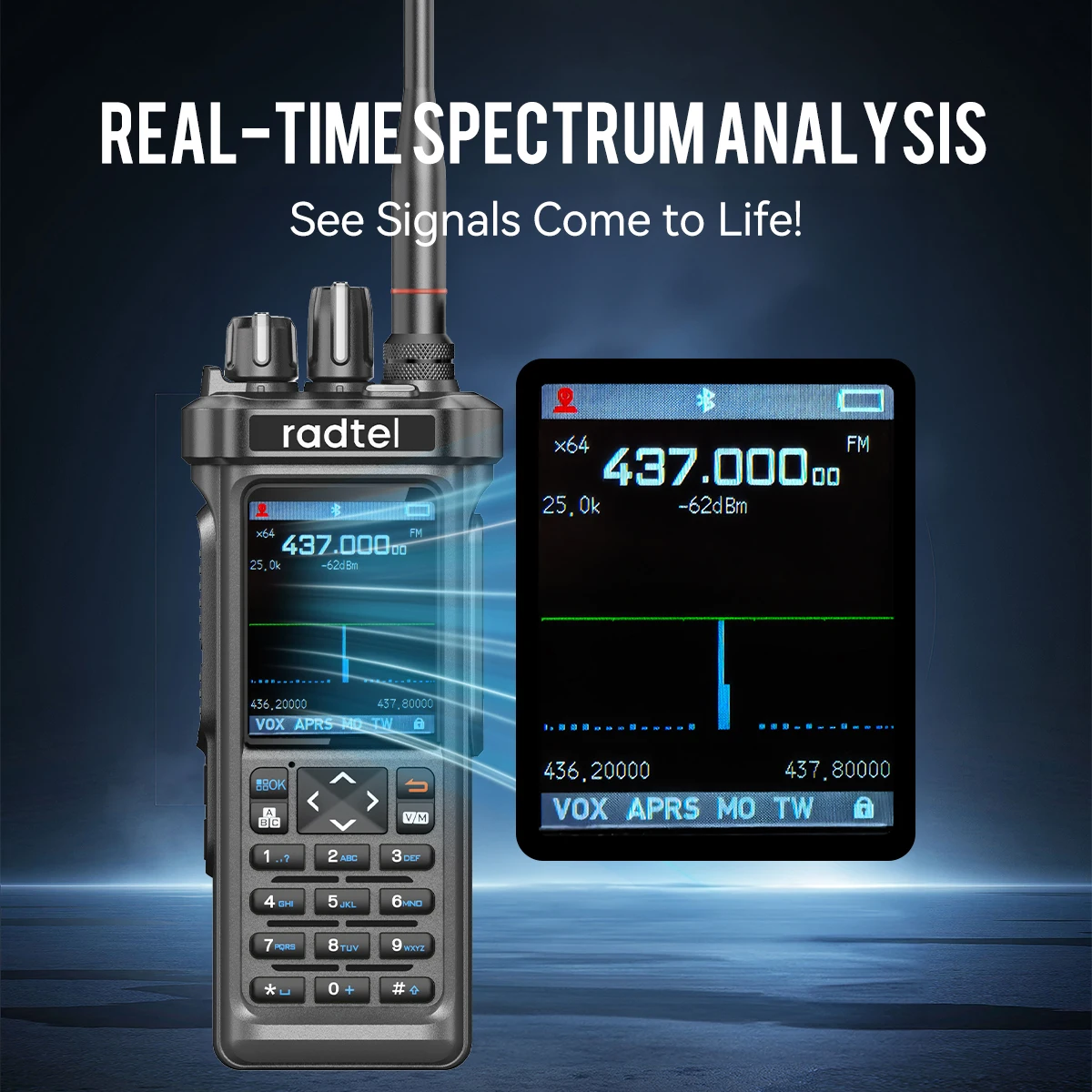 Radtel RT-950 PRO Bluetooth GPS APRS pantalla RGB programable frecuencia FM/SSB + 71cm doble banda 86mhz Ham Handtalkie con aplicación