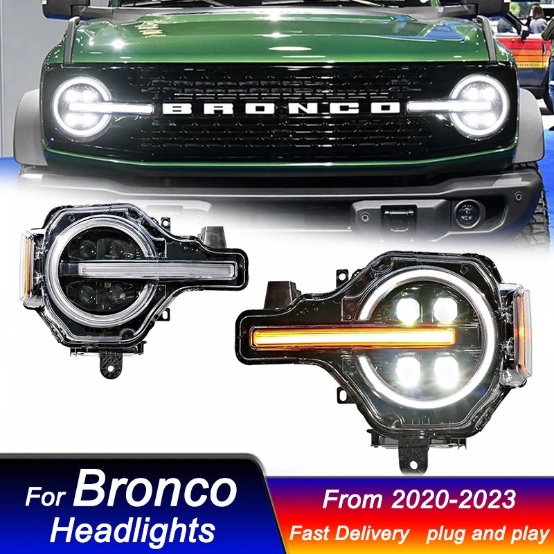 Car styling Headlights For Ford Bronco 2020-2023 new style full LED Head Lamp daytime running DRL Head Lamp Front light Assembly