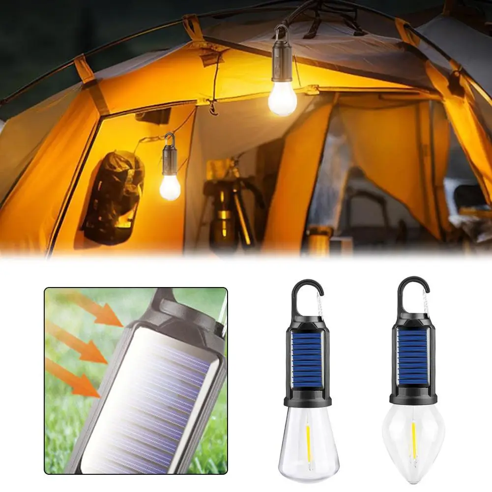 LED Camping Light Solar Portable Energy Camping Lamp 3 Tent Night Waterproof Lights Hook Light With Outdoor Modes Emergency E6H3