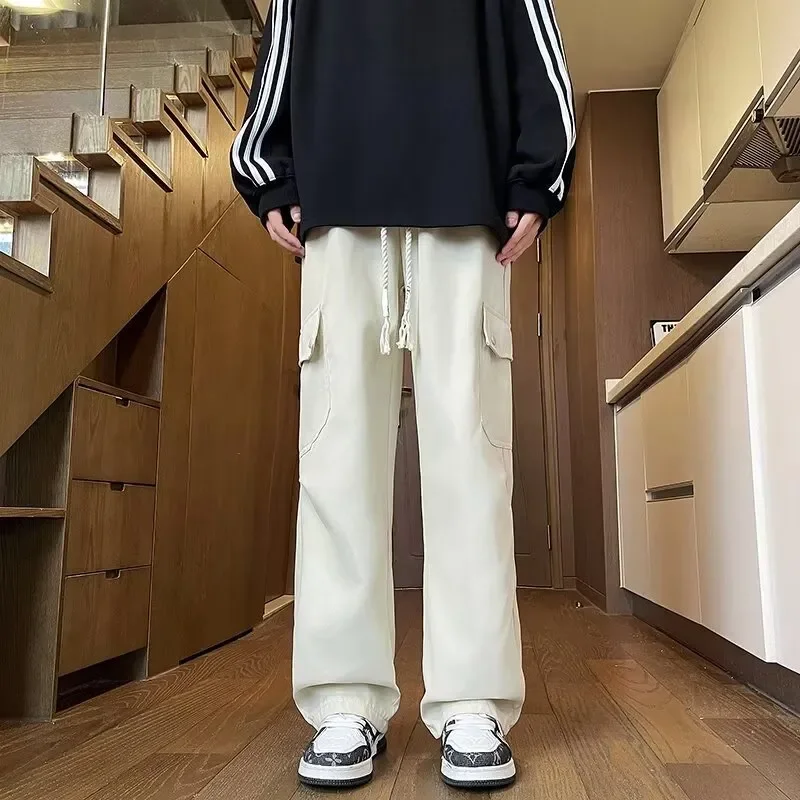 

American Retro Straight Overalls for Men Women Loose Trendy Wide-legged Versatile Long Pants for Autumn