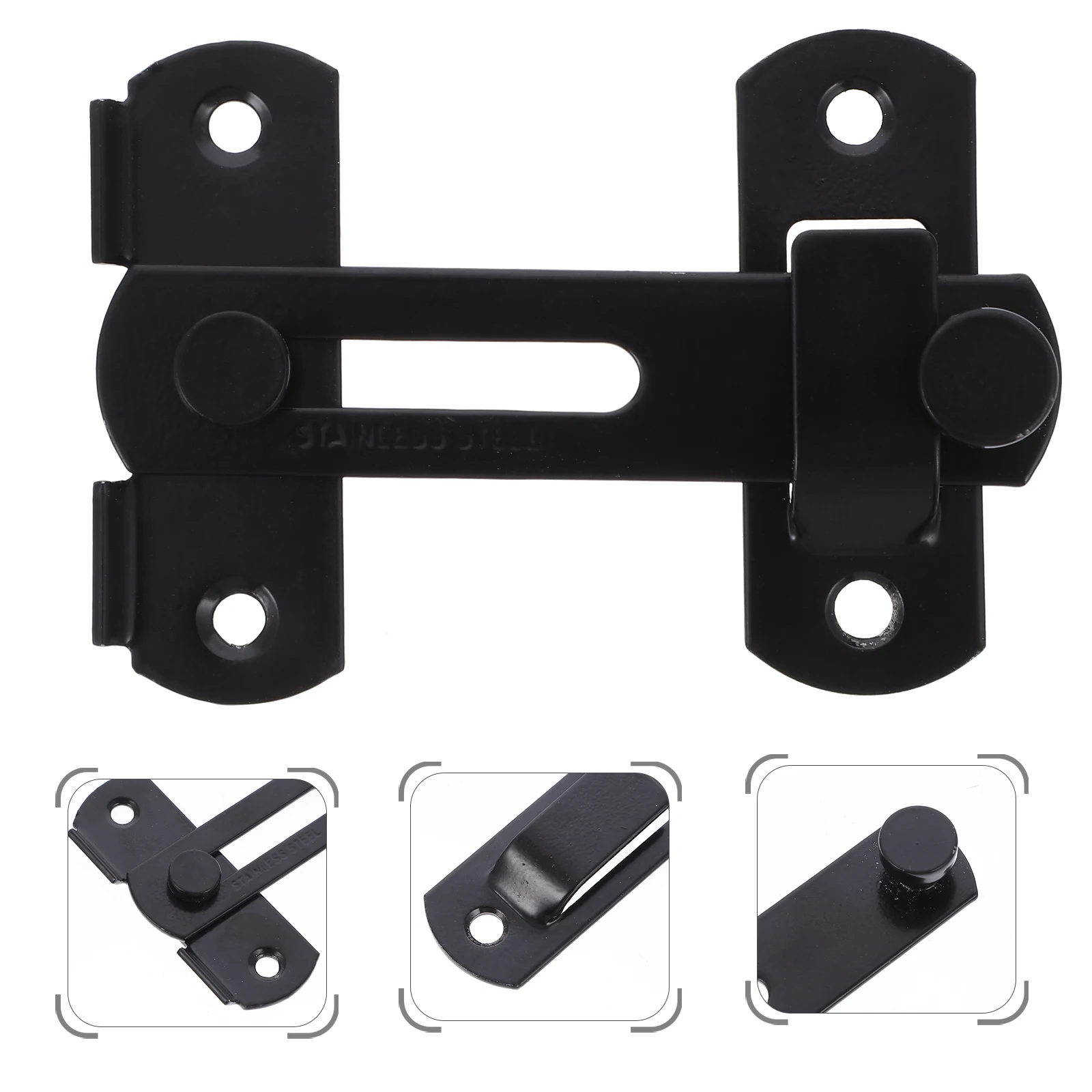 

2 Pcs Door Locks Stainless Steel Surface Mounted Latch Reinforcement Durable Fence Garage Bedroom Window Sliding Door Hardware