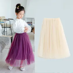 Girls Skirts Lace Skirts for Kids Children's Long Gauze Skirt Solid Color Tutu Skirts for Girls Baby Costume Teenager Clothes