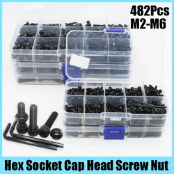 Hex Socket Cap Head Screw Nut Set M2 M2.5 M3 M4 M5 M6 12.9 Grade Allen Head Bolt Nut with Hex Key Button Head Socket Cap Bolts