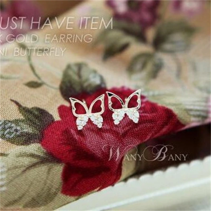Butterfly Earring Ms. Exquisite Stud Earrings Hollow Sparkling Rhinestone Fashion Earrings For Women Fashion Jewelry