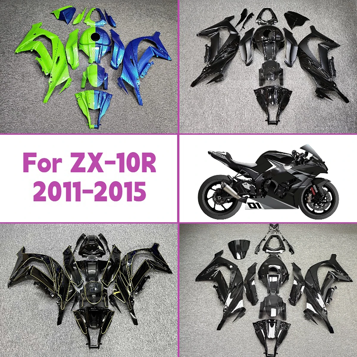 

Motorcycle Fairings 2011-2015 ZX 10R Green Black Injection ABS Fairing Kit Panel Kit 11-15 Kawasaki ZX-10R