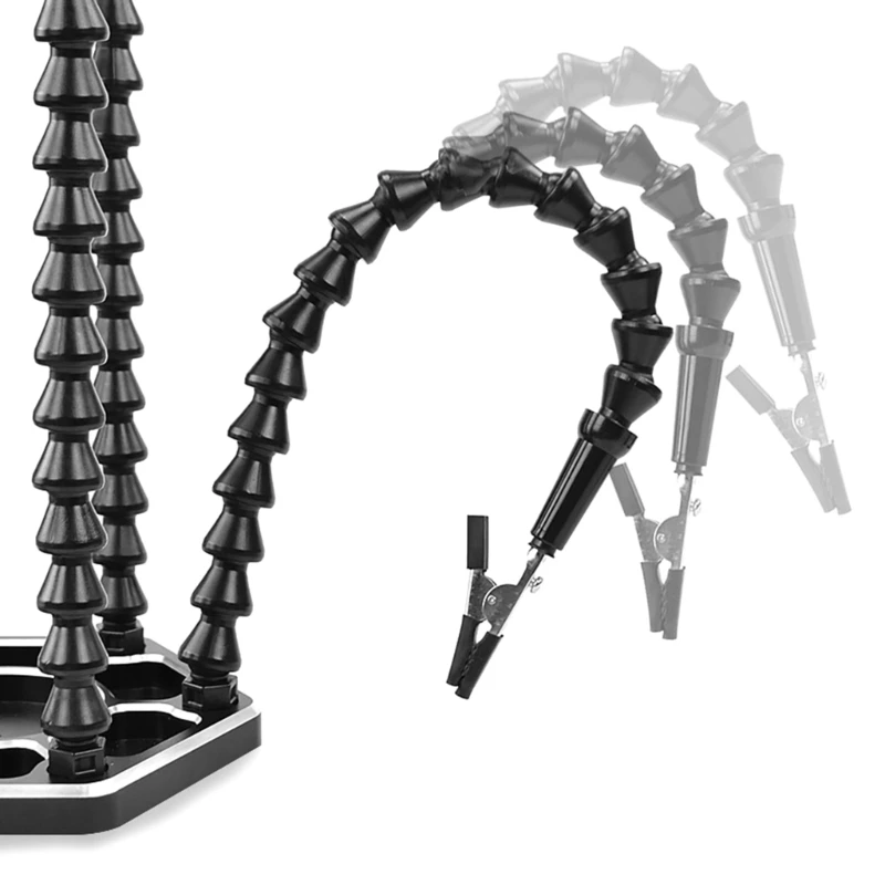 Mani d'aiuto multifunzionali con 6 bracci metallici flessibili a collo cigno Base resistente con dispenser per supporto