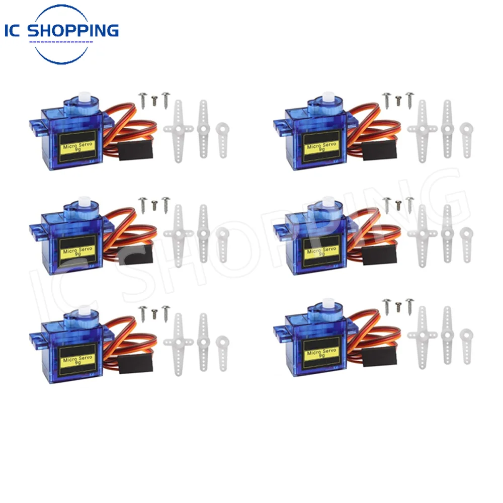 6pcs Sg90 9g Micro Servo Motor, Mini Servos Motor Kit Plastic Gear 180 Degree Servo for Rc Car Airplane Plane for Arduino