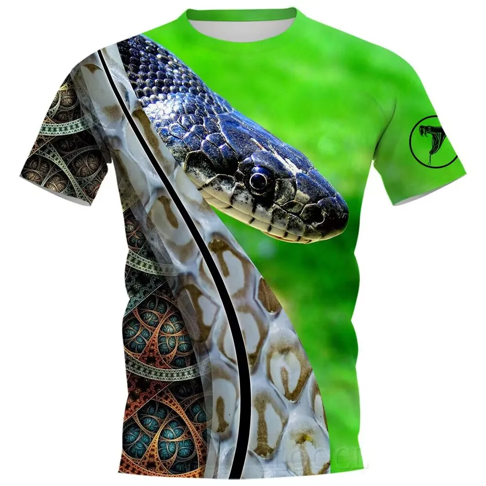 Y2K Fashion Summer Funny snake 3D Print T-Shirts Streetwear Men Harajuku Casual Oversized O-Neck T Shirt Tees Tops Clothing