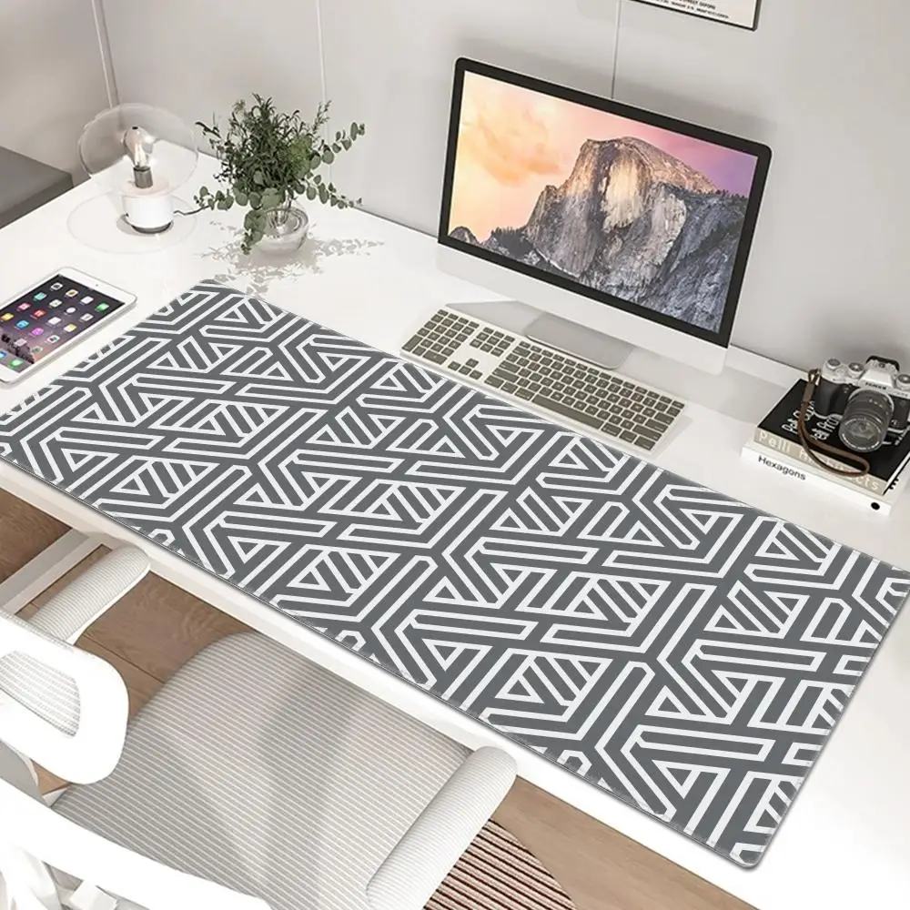 120x60 Gray Texture Pattern Hex Mouse Pad Large Gamer Mechanical Keyboard Pad 80x30 Anti-slip Computer Games Table Carpet Mats