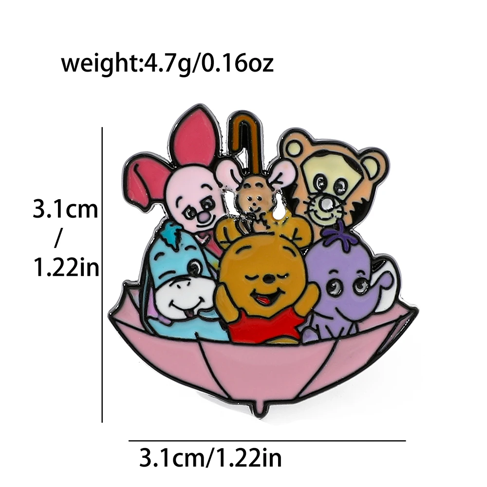 3 Pcs Cute cartoon creative personality European and American cartoon characters badge Winnie the Bear and Mickey Tigger brooch