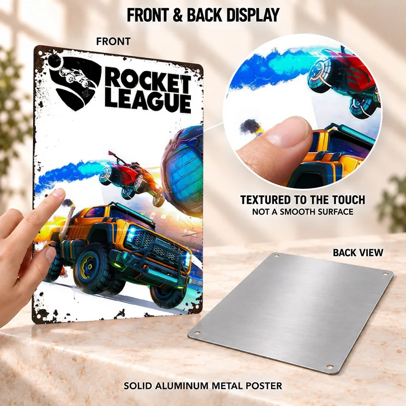 Rocket League Aluminum Posters Arcade Inspired Style Entertainment Room Wall Art Personalized Metal Sign Housewarming Keepsake