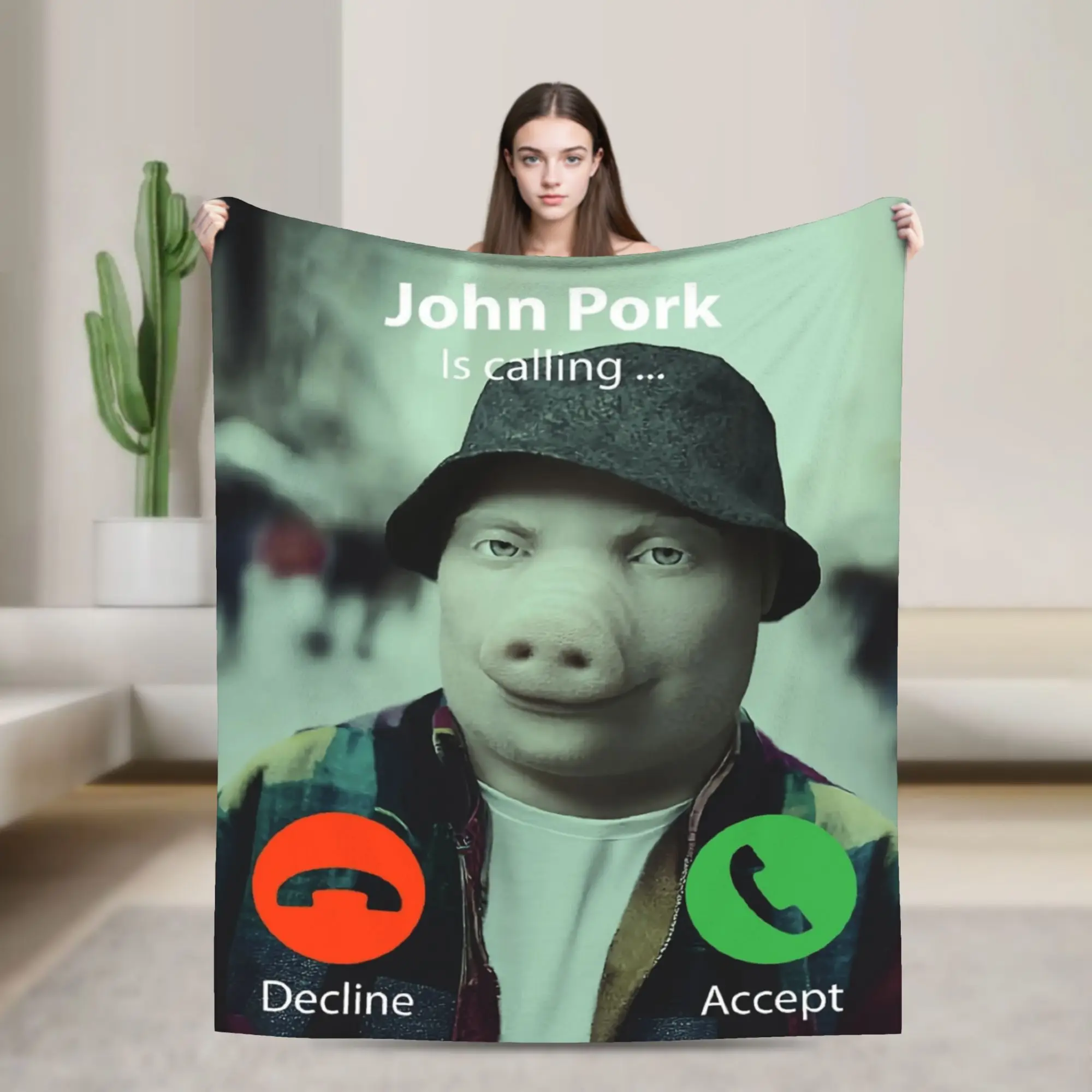 John Pork Calling  Blanket  Flannel Awesome Soft Throw Blankets for Bedspread Spring/Autumn