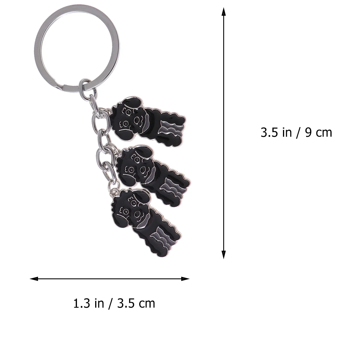 Poodle Shape Car Keychain Metal Dog Shape Car Keyring Decorations Hanging Pendant (Poodle Black) creative keychain