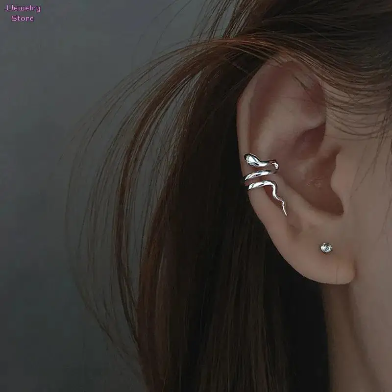 Punk Animals Clip Earrings for Women Man Exquisite Snake Fake Piercing Ear Cuff Without Holes Faux Clip on Earcuff Earrings