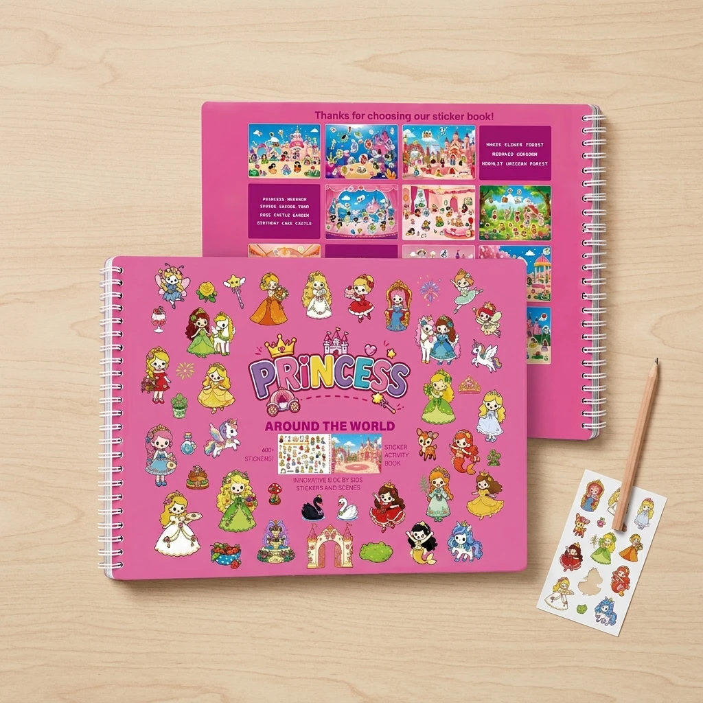 2027NEW Coloring Sticker Book Eco-Friendly Reusable Activity Workbook for Preschool Kids Home Kindergarten Travel Learning Toy