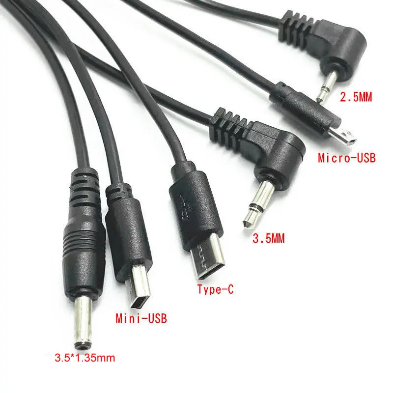 Kabel ładujący 6 w 1, USB C do Type-C, Micro USB, Mini USB Przewód ładujący DC 3,5 mm 3,5 mm do telefonów Głośnik MP3 MP4 i nie tylko