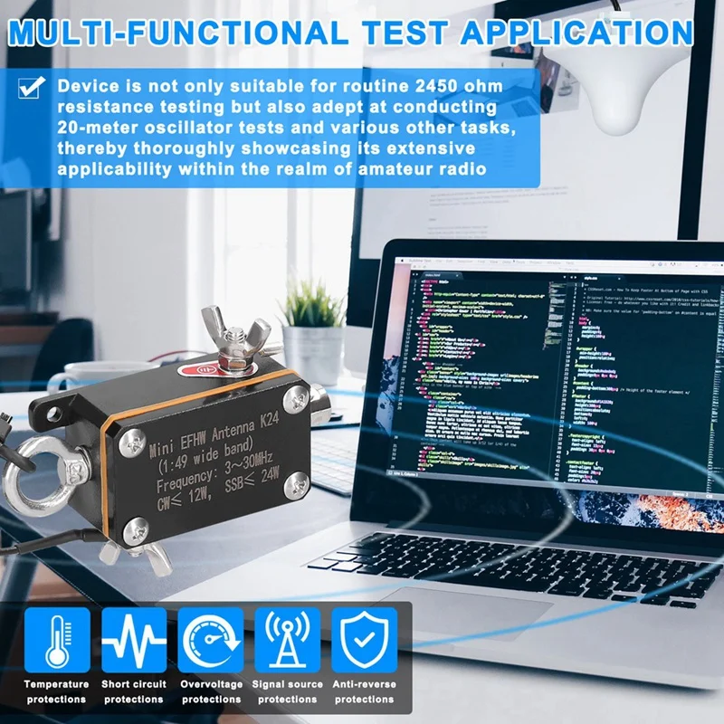 Pocket EFHW Antenna K24 3-30Mhz Frequency Band Shortwave Antenna Wideband End-Fed Halfwave Antenna