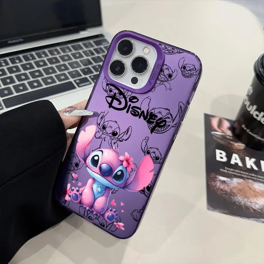 حافظة هاتف ذات غلاف ناعم لهاتف آيفون 16e 11 12 13 Pro Max 14 15 16 Plus Disney Couple Stitch Angel