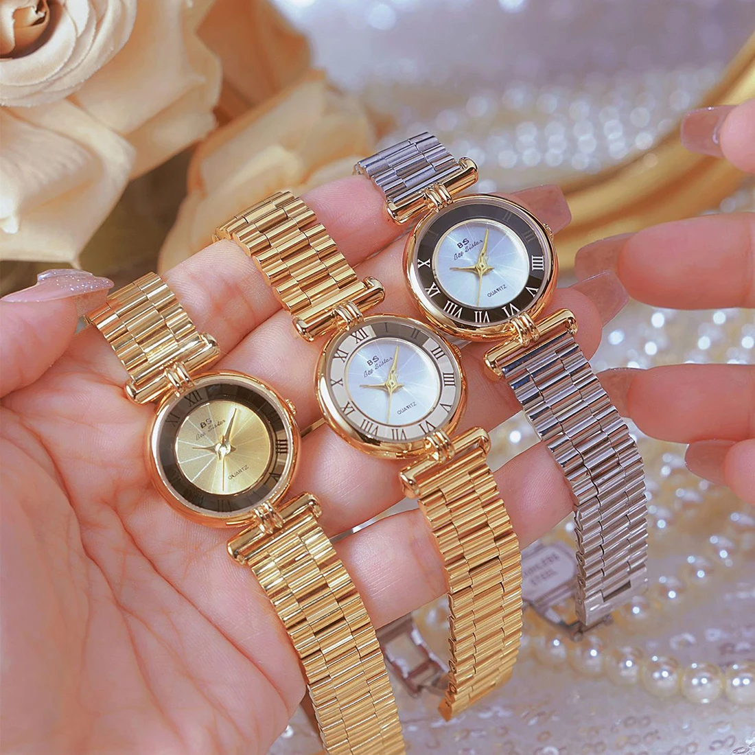 여성용 방수 쿼츠 손목시계, 럭셔리 골드 시계, 빈티지 시계 선물, 오리지널 브랜드 패션 여성손목시계