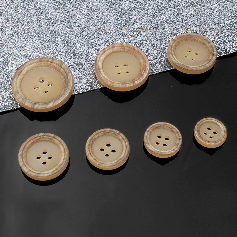 5–10 Stück Vintage-Harzknöpfe für Männer und Frauen, Mantel, Windjacke, Anzug, Pullover, Dekor, großer vieräugiger runder Knopf, Nähzubehör – Detail 5