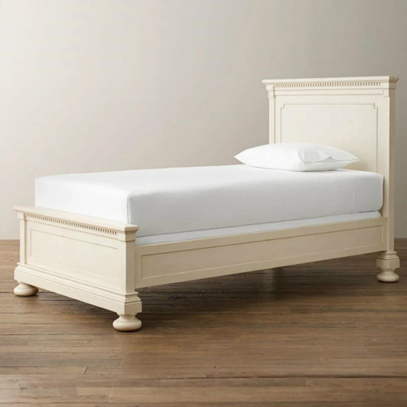 

Solid wood bed boys and girls , 1.2-meter white small unit, modern and simple