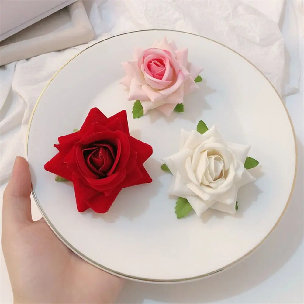 Cloth Rose Flower Hair Clip Korean Style Bohemian Style Red Rose Brooch Hair Accessories Duckbill Clip Rose Hairpin Ladies