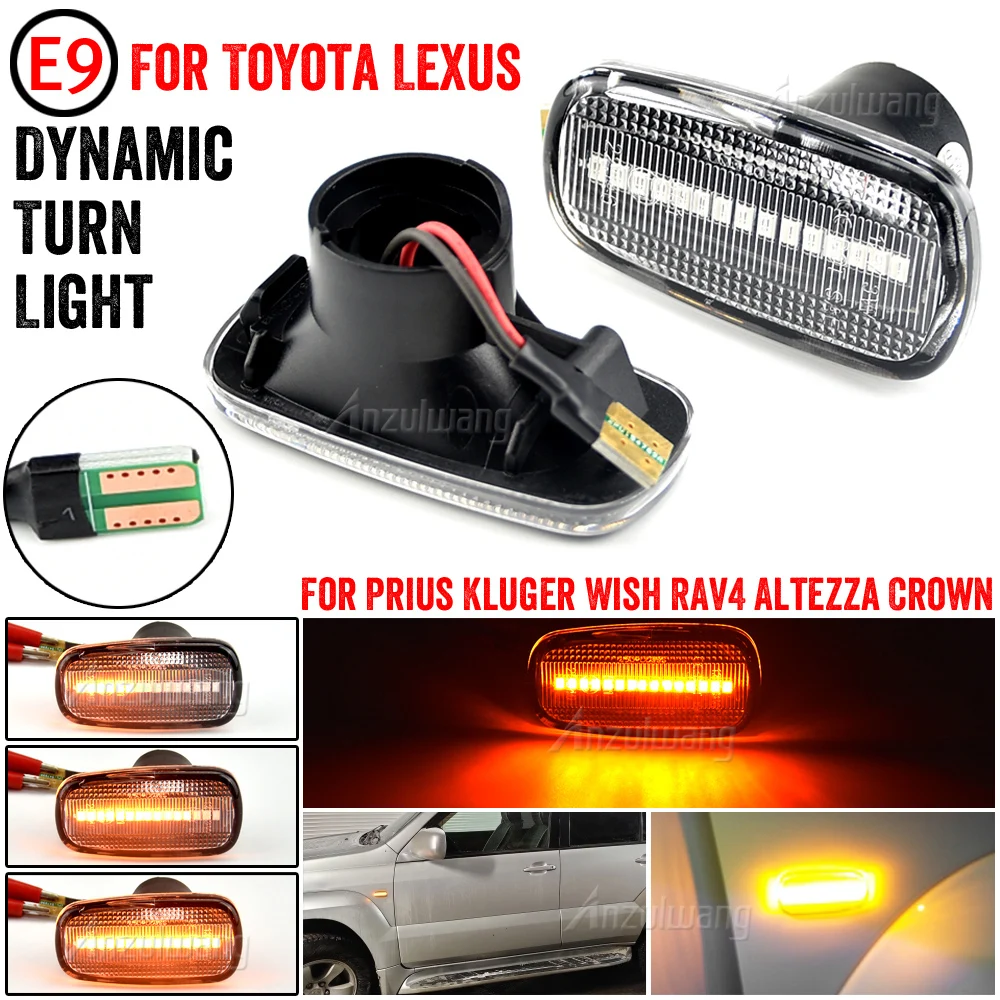 Enquêter de position latéral LED dynamique, lampe de signalisation Tuan, Toyota Altezza Wish, Land Cruiser 200, Prado 120, WILL Cypha VS Prius 2,