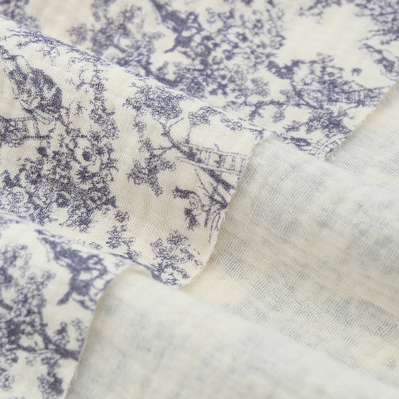 135x50/500 سنتيمتر الرجعية القطن الخالص الصغيرة الأزهار طبقة مزدوجة كريب النسيج لخياطة المنزل الملابس منامة اليدوية DIY بها بنفسك النسيج