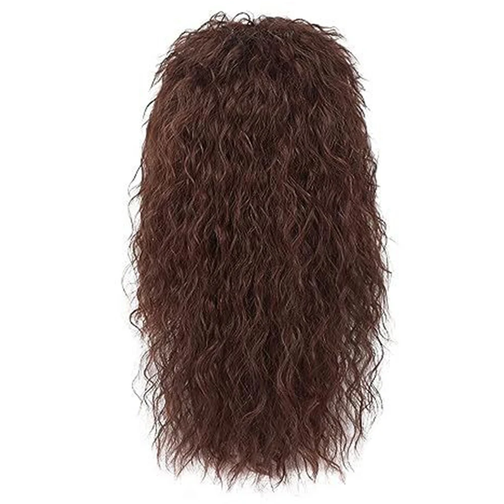 Synthetic 80s Mens wig Mullet Wigs for Men Long Curly Wig with Bangs Metal Rock Disco Wigs for Halloween Party Cosplay Costume