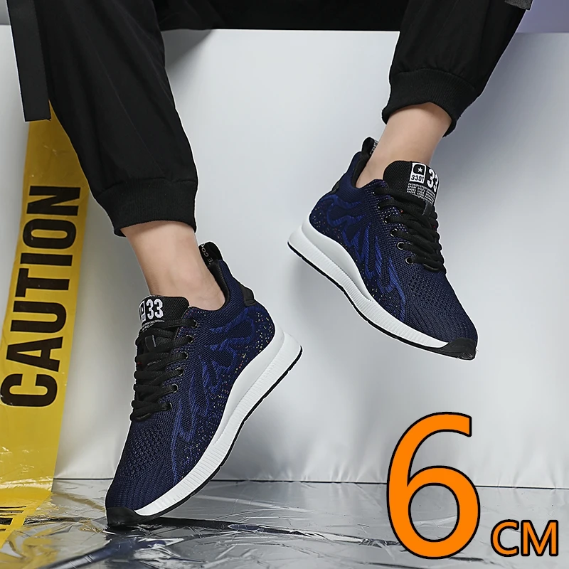 

Мужская обувь-лифт, кроссовки на скрытом каблуке, летняя дышащая повседневная обувь для мужчин, увеличивающая стельку, мужская обувь, увеличивающая рост 6 см