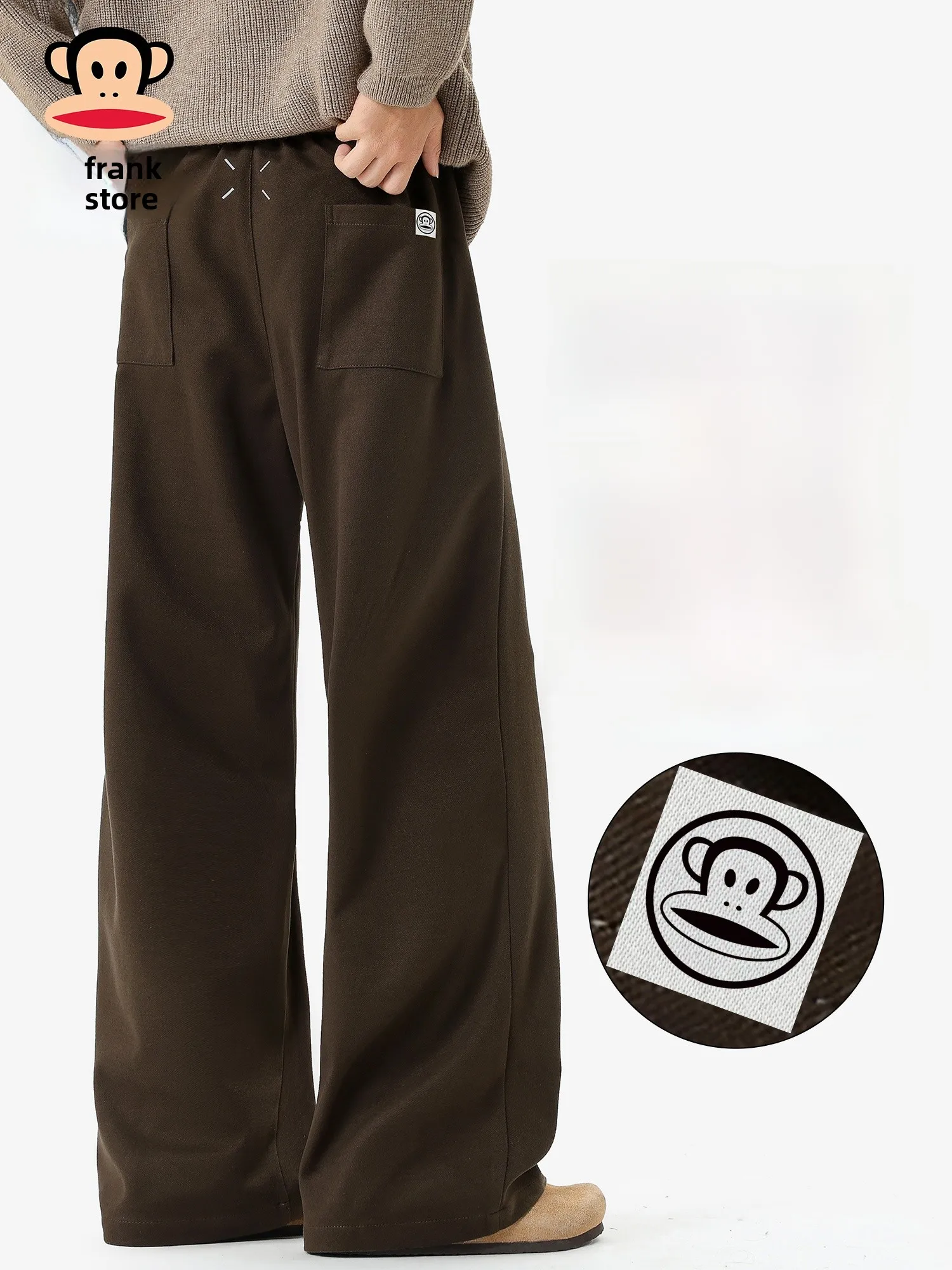 

PaulFrank Thiened Woolen Men's Casual Pants Winter Warm Loose Straight Leg Trousers Comfortable Fit American Sle Polyeste...