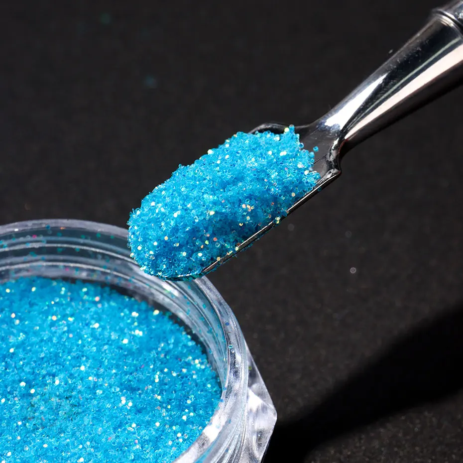 6 uds. De polvo para decoración de uñas con purpurina de azúcar azul de verano, pigmento brillante para decoración de uñas, esmalte de Gel brillante DIY, decoración de manicura