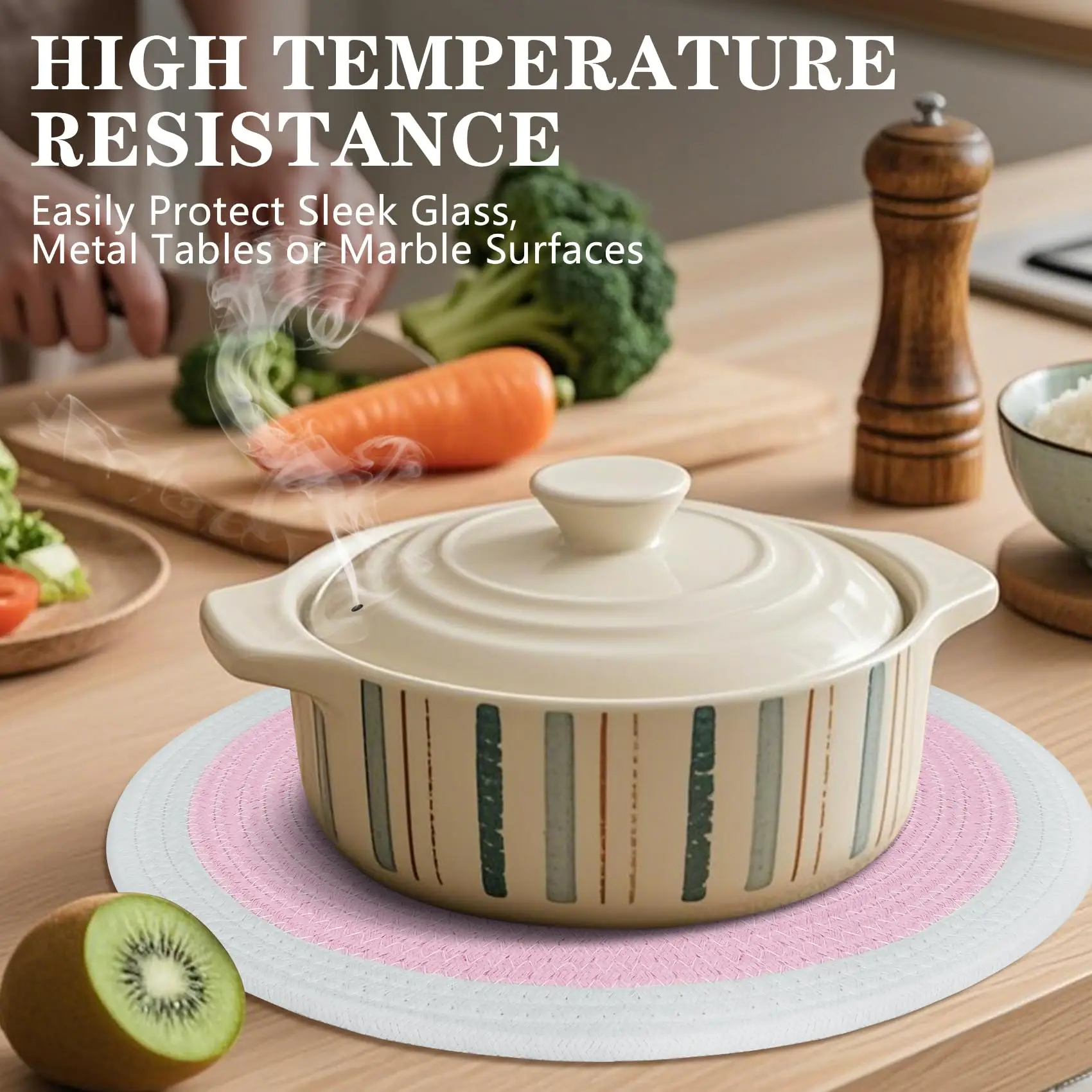 15 Inch Round Woven Placemats,Washable Cotton Boho Table Place Mat for Kitchen Table Decor,Heat Resistant Non-Slip Tableware Pad
