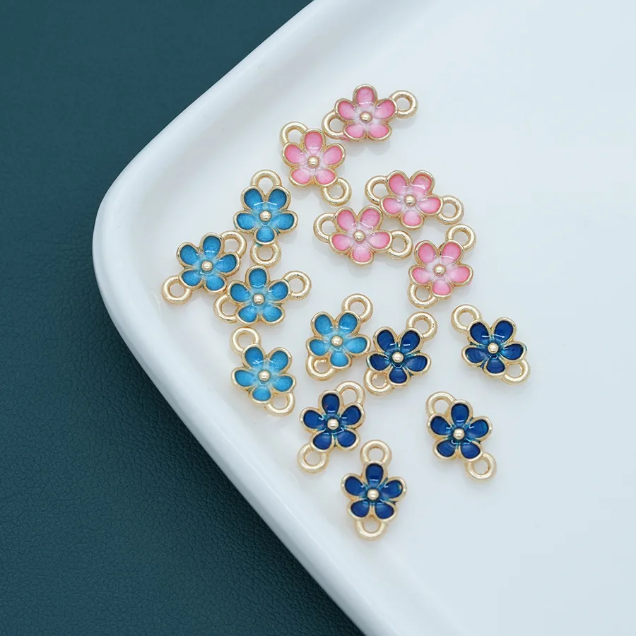 

50pcs 8x12mm Geometric Small Alloy Flower connector Charms Pendants for Bracelet Necklaces DIY crafts Jewelry Making Accessories