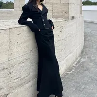 Fashionable Waist-fitted Suit Top Tail Half Skirt Women's Spring Autumn 2024 New Korean Style Trendy Dress Set