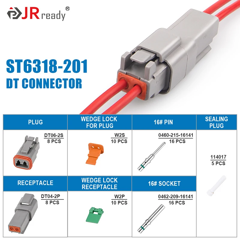 Imagem -02 - Jready-kit de Conectores Elétricos Contatos Estampados Cinza St6318201 St6318401dt Deutsch 12 Pinos Tamanho 16