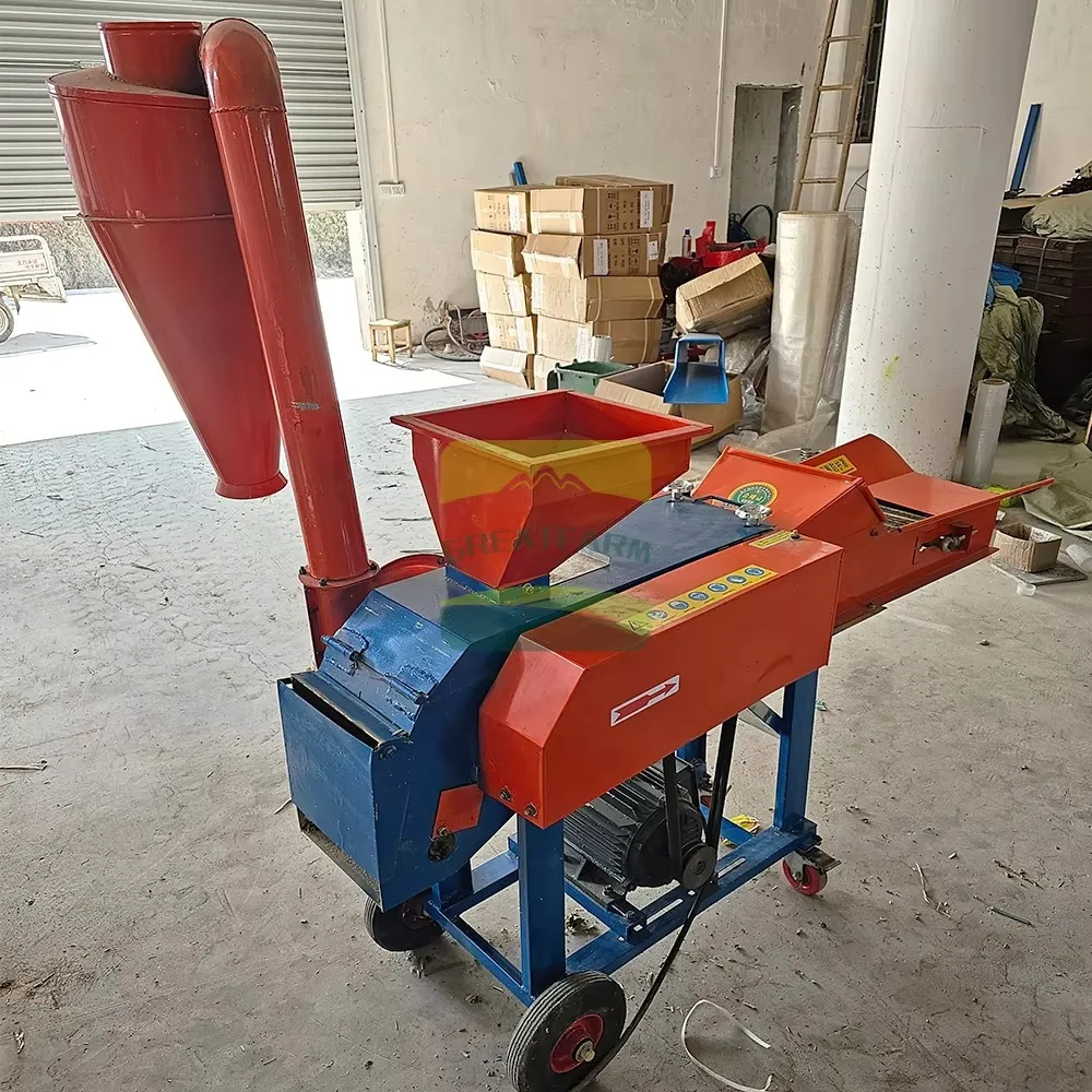 New Automatic Farm Use Electric Three-in-One Grass Cutter with Metal Construction 220V for Animal Feed and Rice Husk Processing