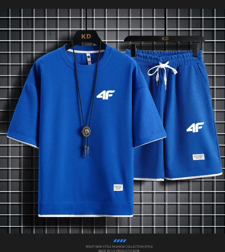 Lässiges und modisches T-Shirt + Shorts, Herren-Sportbekleidung, lockeres und bequemes Laufset, schnell trocknend, Sommer 2025, M-3XL