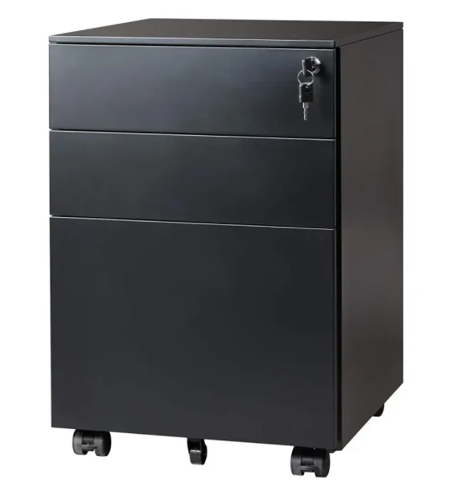 Knocked down mobile pedestal  filing cabinet wheels under desk Mobile filing cabinets